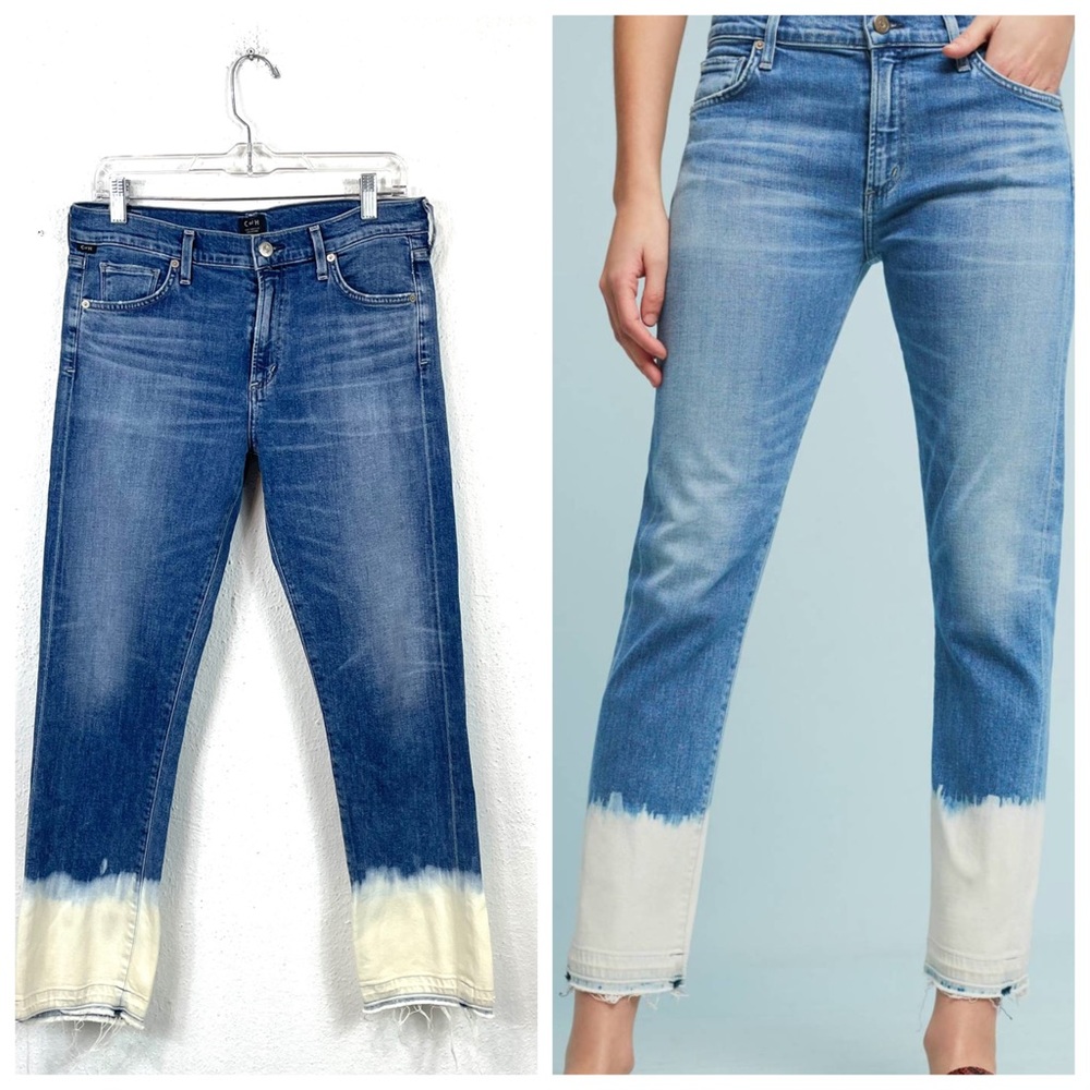 Citizens of Humanity Agnes Bleach Hem Slim Straight Crop Jeans